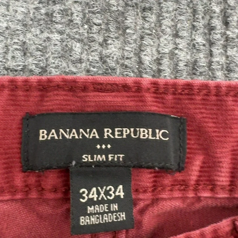 Banana Republic Pants Mens 34x34 Red Cotton Corduroy Slim Fit Casual Classic